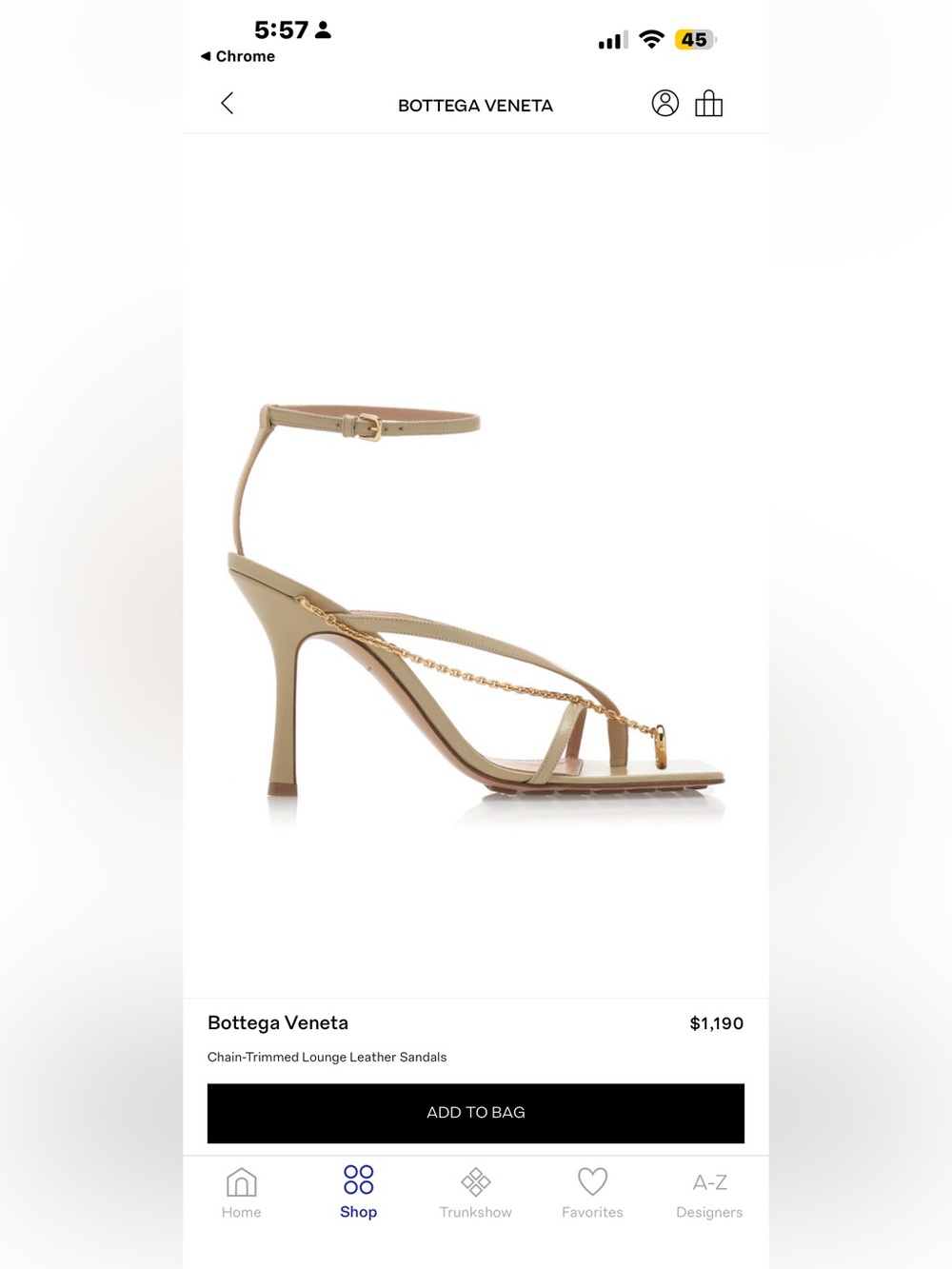 Bottega Veneta Nude Beige Chain Trimmed Lounge Leather Sandals - Picture 6 of 6